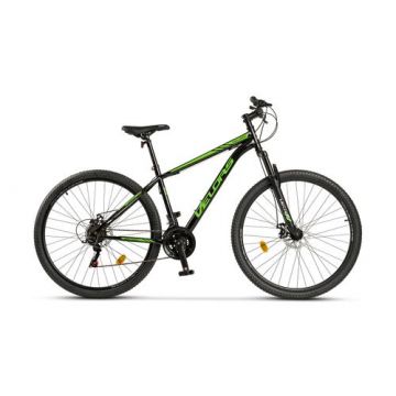 Bicicleta MTB-HT Velors Challange V2910A, Roti 29 Inch, Manete Schimbator Secventiale 21 Viteze, Frane Disc fata/spate (Negru/Verde)