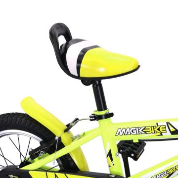Bicicleta pentru copii roti 14 inch Magik Bikes SuperMagik 2 frane de mana roti ajutatoare Galben Neon