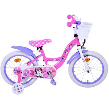 Bicicleta pentru fete Disney Minnie Cutest Ever!, 16 inch, culoare roz/violet, frana de mana fata si frana contra spate