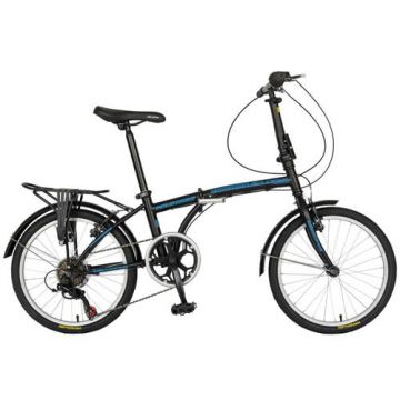 Bicicleta Pliabila Velors Polo V2053A, roti 20inch, 21 viteze, Sistem de franare mecanic tip V-brake (Negru/Albastru)