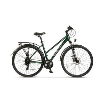 Bicicleta Trekking CARPAT C28282C, Schimbator Shimano Tourney 24 viteze, Cadru Aluminiu, Roti 28 inch, Frane Mecanice Disc (Verde/Gri)