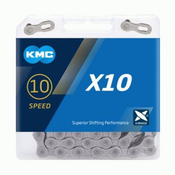 Lant bicicleta Kmc X-10 Gri 114 zale, rezistent, compatibil 10 viteze.