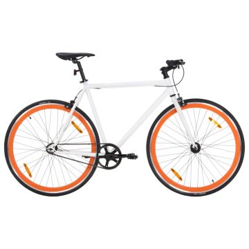 vidaXL Bicicletă cu angrenaj fix, alb și portocaliu, 700c, 51 cm