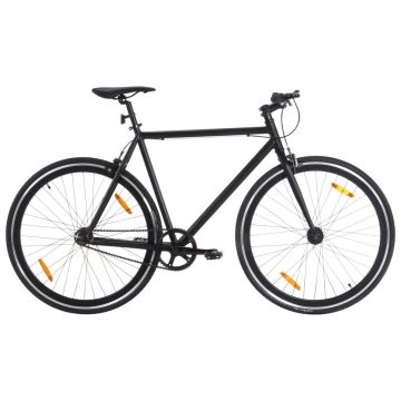 vidaXL Bicicletă cu angrenaj fix, negru, 700c, 59 cm