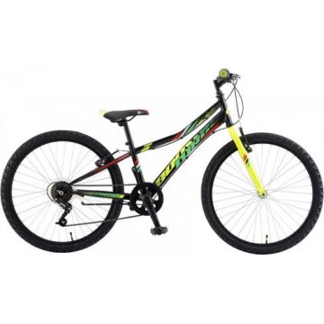 Bicicleta Copii Booster 2023 Turbo, roti 24 Inch, 6 viteze, Negru/Verde