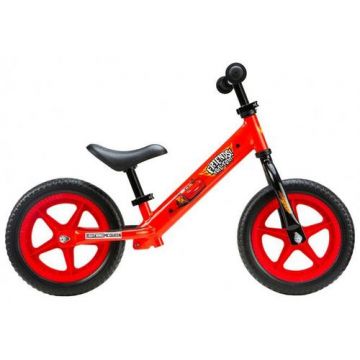 Bicicleta Copii PEGAS Cars DIS-9900-MBCR, anvelope de spuma EVA - 12 inch, sa moale reglabila 29 - 41 cm, rulmenti din otel, Rosu