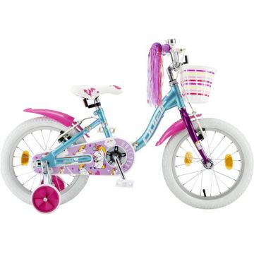 Bicicleta Copii Polar 2024 Unicorn baby - 16 Inch, Albastru-Roz
