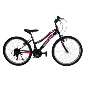 Bicicleta MTB UMIT Explorer Lady, culoare negru/roz, roata 24