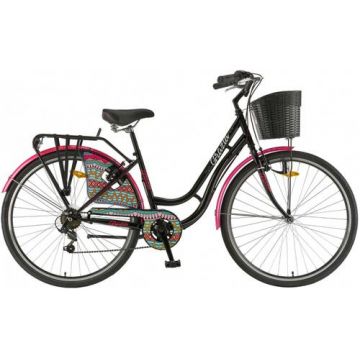 Bicicleta Oras Polar Grazia 6s, roti 28 inch, cadru L, 6 viteze, Negru