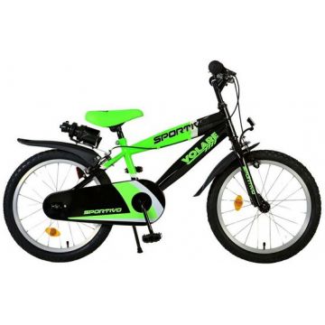 Bicicleta pentru baieti Volare Sportivo, 18 inch, culoare verde neon / negru, frana de mana fata - spate