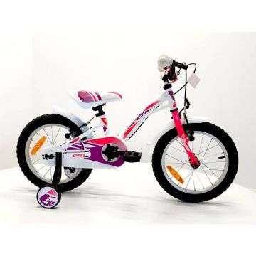 Bicicleta pentru fete Max Bike Sprint Alice 18 inch Alb Roz
