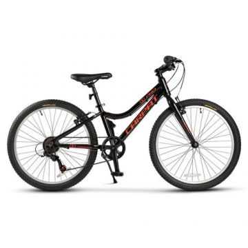 ﻿﻿Bicicleta Copii Carpat C24208C, Shimano Tourney 7 viteze, Frane V-Brake, Roti 24 inch, Negru/Rosu