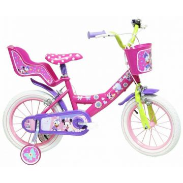 Denver - Bicicleta cu pedale , Minnie Mouse, 14 , Cu roti ajutatoare, Multicolor