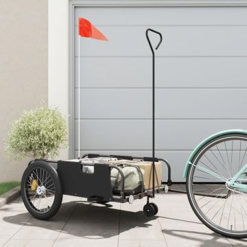 vidaXL Remorcă de bicicletă, negru, textil oxford și fier