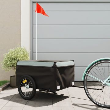 vidaXL Remorcă pentru biciclete, negru și gri, 45 kg, fier