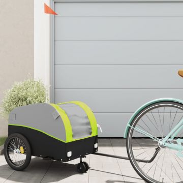 vidaXL Remorcă pentru biciclete, negru și verde, 30 kg, fier