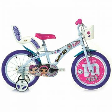 Dino Bikes - Bicicleta cu pedale 616 , LOL Surprise, 16 , Cu roti ajutatoare