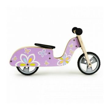 Bicicleta de echilibru din lemn cu roti EVA Ecotoys LC-V1330 - Violet cu fluturasi