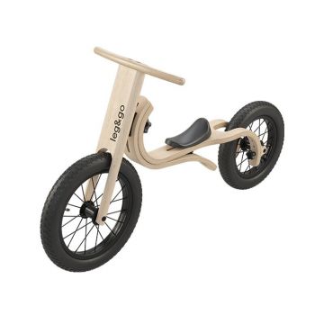 Bicicleta de balans fara pedale 3 in 1 pentru copii, lemn natur, leg&go