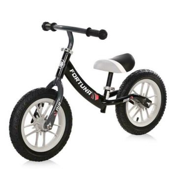 Lorelli - Bicicleta de echilibru, Fortuna Air, 2-5 Ani, 12 inch, anvelope cu camera, jante cu leduri, Black & Grey
