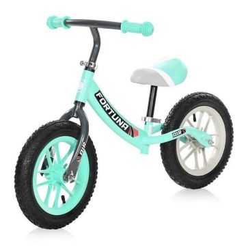 Lorelli - Bicicleta de echilibru, Fortuna Air, 2-5 Ani, 12 inch, anvelope cu camera, jante cu leduri, Grey & Green