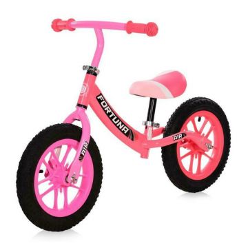 Lorelli - Bicicleta de echilibru, Fortuna Air, 2-5 Ani, 12 inch, anvelope cu camera, jante cu leduri, Light & Dark Pink