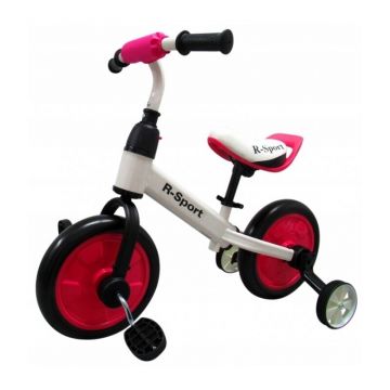 R-Sport - Bicicleta cu pedale P1, 12 , Cu roti ajutatoare, Roz
