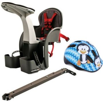 Weeride - Set Scaun bicicleta copii. Pozitie montare Centru. 15 si Casca Protectie XS 44-48 Penguin WR01SKPG