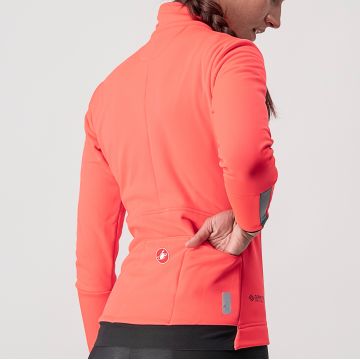Castelli Dinamica - jacheta ciclism pentru femei cu Gore-Tex Infinium - roz cu elemente reflectorizante