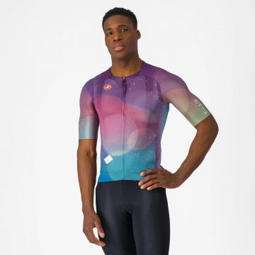 Castelli - tricou ciclism cu maneca scurta pentru barbati R-A/D Jersey - multicolor mov inchis albastru