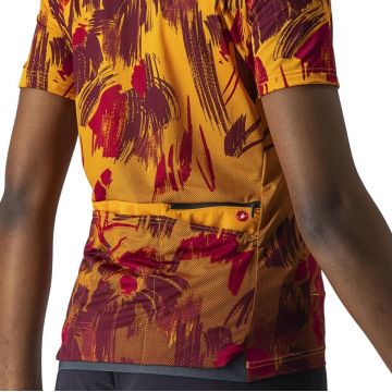 Castelli - tricou ciclism pentru femei, maneca scurta Unlimited Sentiero jersey - portocaliu visiniu barbaresco