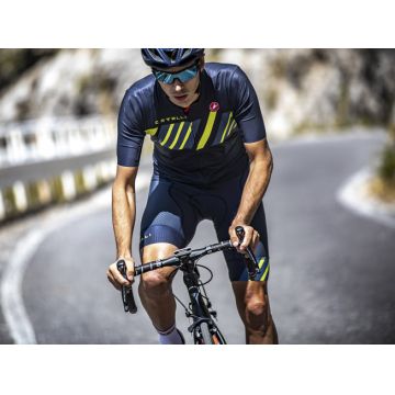 Castelli - tricou pentru ciclism cu maneca scurta Hors Categorie Jersey - albastru savile gri portocaliu