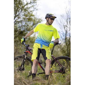 Tricou maneca scurta Force MTB Angle, albastru/fluo, 4XL