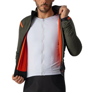 Castelli - jacheta ciclism de iarna Alpha Ros 2 Gore-Tex Infinium wind stopper - verde militar rosu