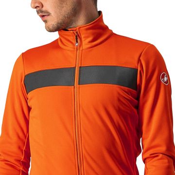 Castelli - jacheta ciclism iarna pentru barbati Raddoppia 3 jacket - portocaliu fiery Negru Reflex