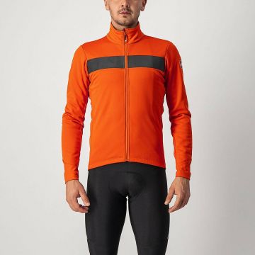 Castelli - jacheta ciclism iarna pentru barbati Raddoppia 3 jacket - portocaliu fiery Negru Reflex