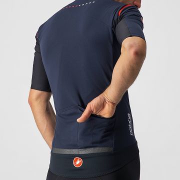 Castelli - Jacheta ciclism maneca scurta pentru barbati Gabba RoS - albastru inchis savile portocaliu