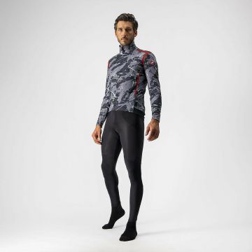 Castelli - Jacheta ciclism vreme rece si vant, maneca lunga Perfetto Ros LS jacket - camuflaj gri negru albastru rosu