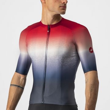 Castelli - Tricou ciclism barbati, maneca scurta Aero Race 6.0 - Rosu Alb Bleumarin