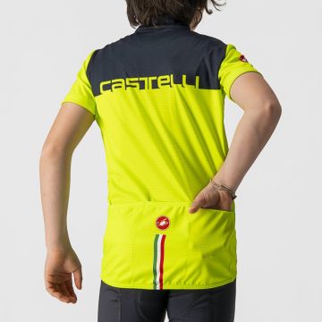Castelli - tricou ciclism cu maneca scurta pentru copii Neo Prologo Jersey - verde electric lime albastru inchis savile