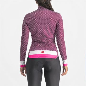 Castelli - tricou ciclism maneca lunga pentru femei Volare LS jersey roz ciclam Alb