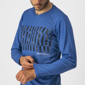 Castelli - tricou ciclism pentru barbati, maneca lunga Trail Tech LS Tee jersey - albastru electric negru