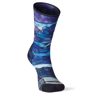 Smartwool - sosete sport femei Athlete Run Print W socks Targeted Cushion Crew - multicolor albastru negru