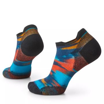Smartwool - sosete sport femei Run Brushed Print Low Targeted Cushion Low Ankle socks - negru albastru alpin rosu