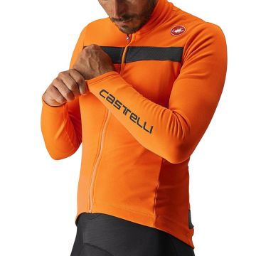 Castelli - bluza ciclism maneca lunga Puro 3 Jersey FZ - portocalie