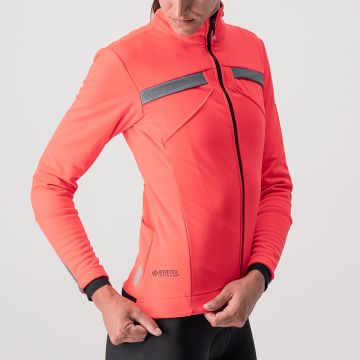 Castelli Dinamica - jacheta ciclism pentru femei cu Gore-Tex Infinium - roz cu elemente reflectorizante