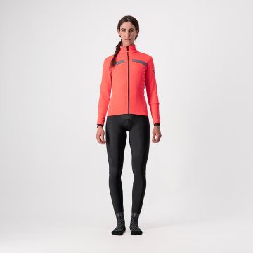 Castelli Dinamica - jacheta ciclism pentru femei cu Gore-Tex Infinium - roz cu elemente reflectorizante