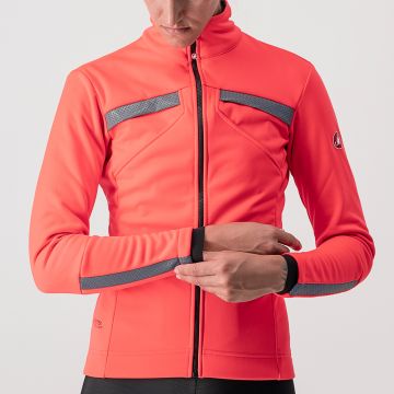 Castelli Dinamica - jacheta ciclism pentru femei cu Gore-Tex Infinium - roz cu elemente reflectorizante