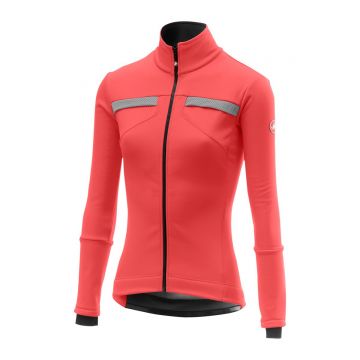 Castelli Dinamica - jacheta ciclism pentru femei cu Gore-Tex Infinium - roz cu elemente reflectorizante