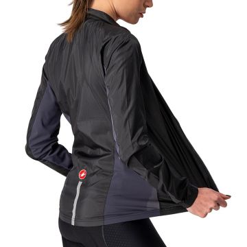 Castelli Squadra Stretch W - jacheta ciclism anti vant pentru femei - gri inchis-negru